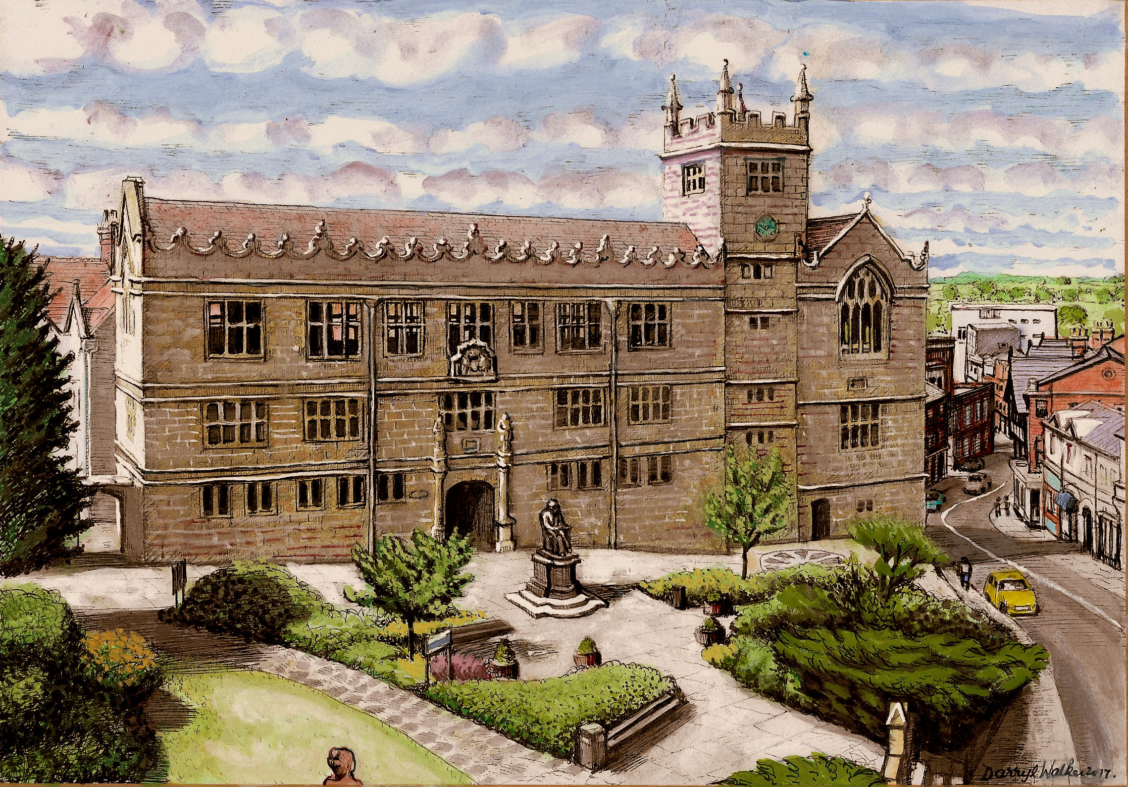 pen & ink Shrewsbury Library